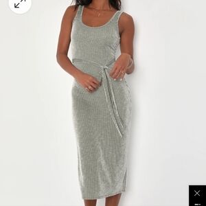 Olive and ivory ribbed maxi dress